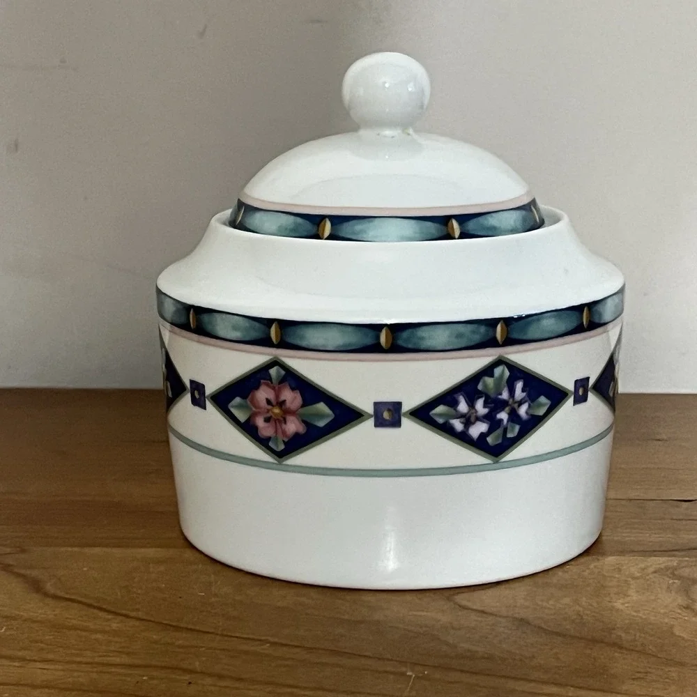 Pfaltzgraff Atmosphere Crystaflora‎ Covered Sugar Bowl & Lid Set Vintage